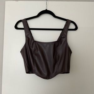 Faux leather cropped top